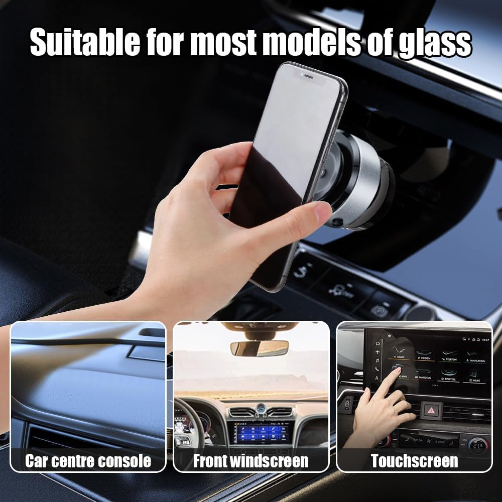 360 Rotatable Electric Vacuum Phone Mount, Magnetic Suction Cup Mount for Car, Gym Mirror, Smooth Surfaces (Black)