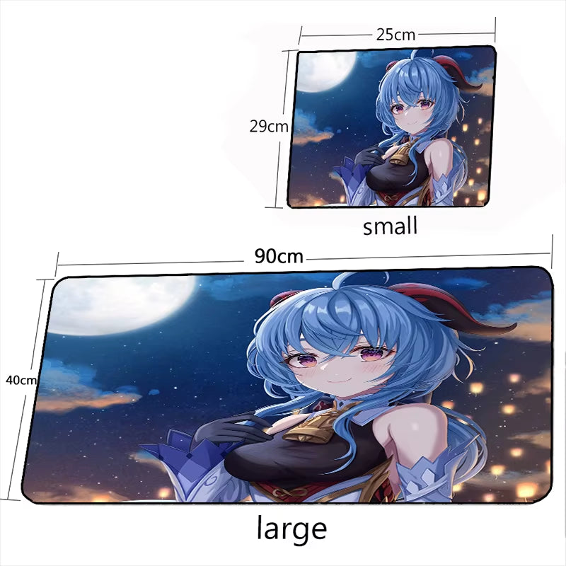 XXL Genshin Impact Ganyu Mouse Pad Gamer Anime Sexy Girl Large Desk Mat Computer Gaming Peripheral Accessories Mousepads