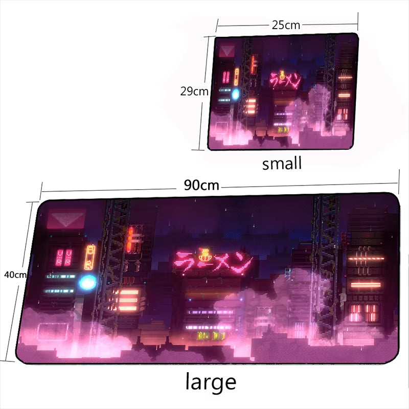 Pink Japanese Neon Mouse Pad Gamer Deskmat Large M L XL XXL Computer Gaming Peripheral Accessories Mousepad Mat for Csgo