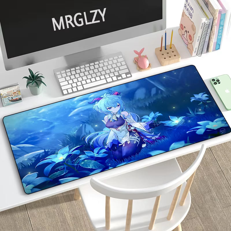 XXL Genshin Impact Ganyu Mouse Pad Gamer Anime Sexy Girl Large Desk Mat Computer Gaming Peripheral Accessories Mousepads