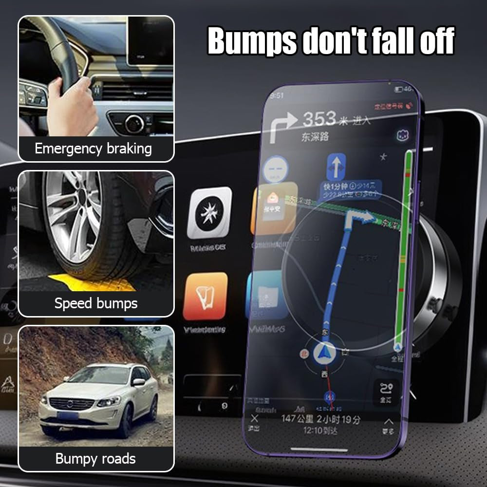 360 Rotatable Electric Vacuum Phone Mount, Magnetic Suction Cup Mount for Car, Gym Mirror, Smooth Surfaces (Black)