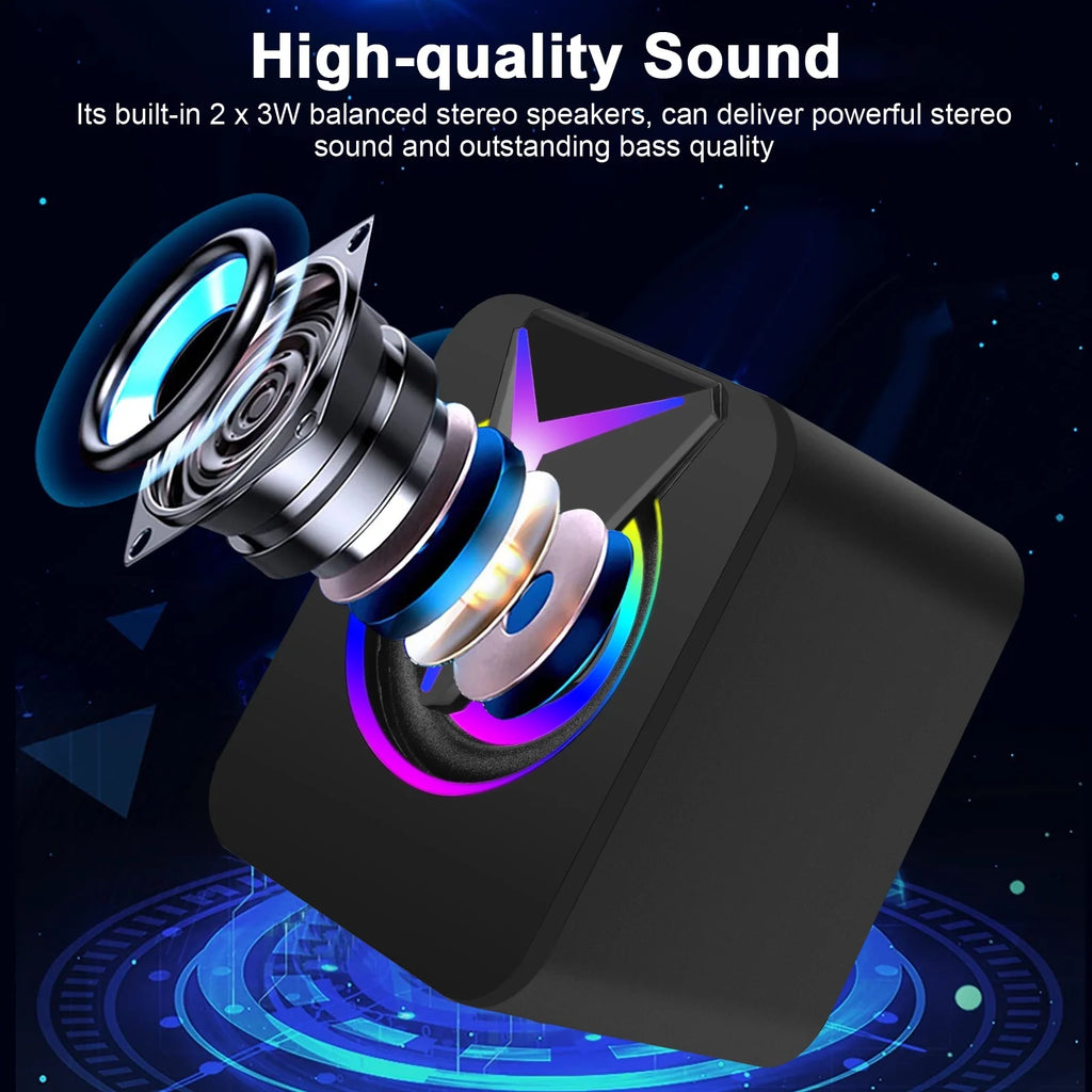 Computer Speakers for Laptop,  2.0 Stereo Portable RGB Gaming Speaker Wired External Desktop Speaker, Mini USB Powered Speaker for Desktop TV Monitor PC Notebook Tablets